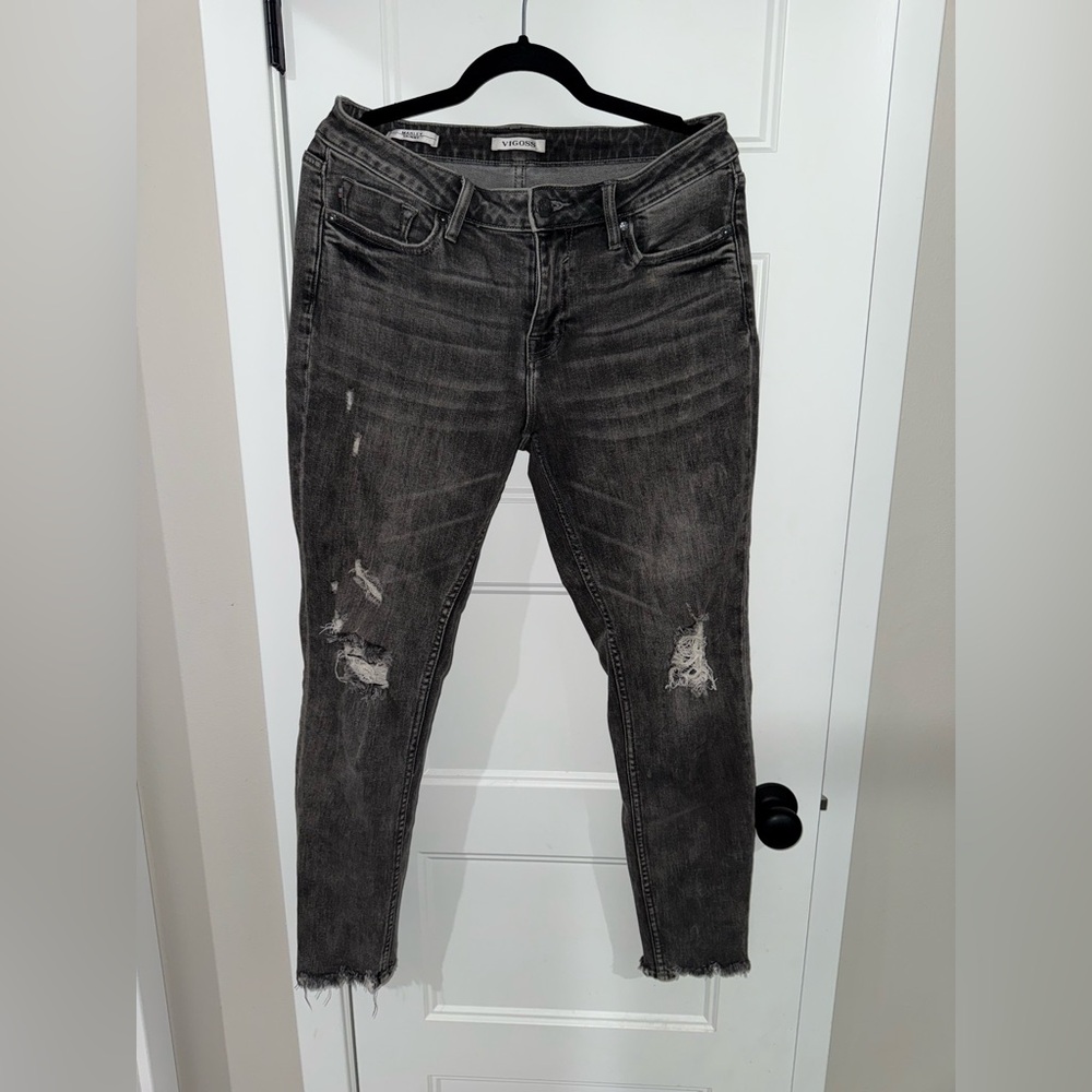 Vigoss Women's Charcoal Distressed Skinny Jeans